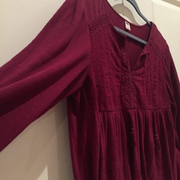 Long sleeve fuschia peasant blouse - Picture 4 of 8